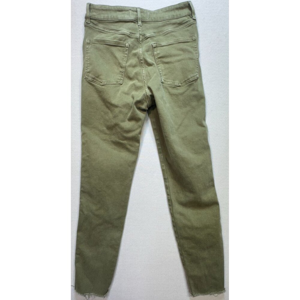 Free People Women's Army Skinny Jeans Denim Size 29 Olive Green Raw Hem Stretch - Picture 2 of 12